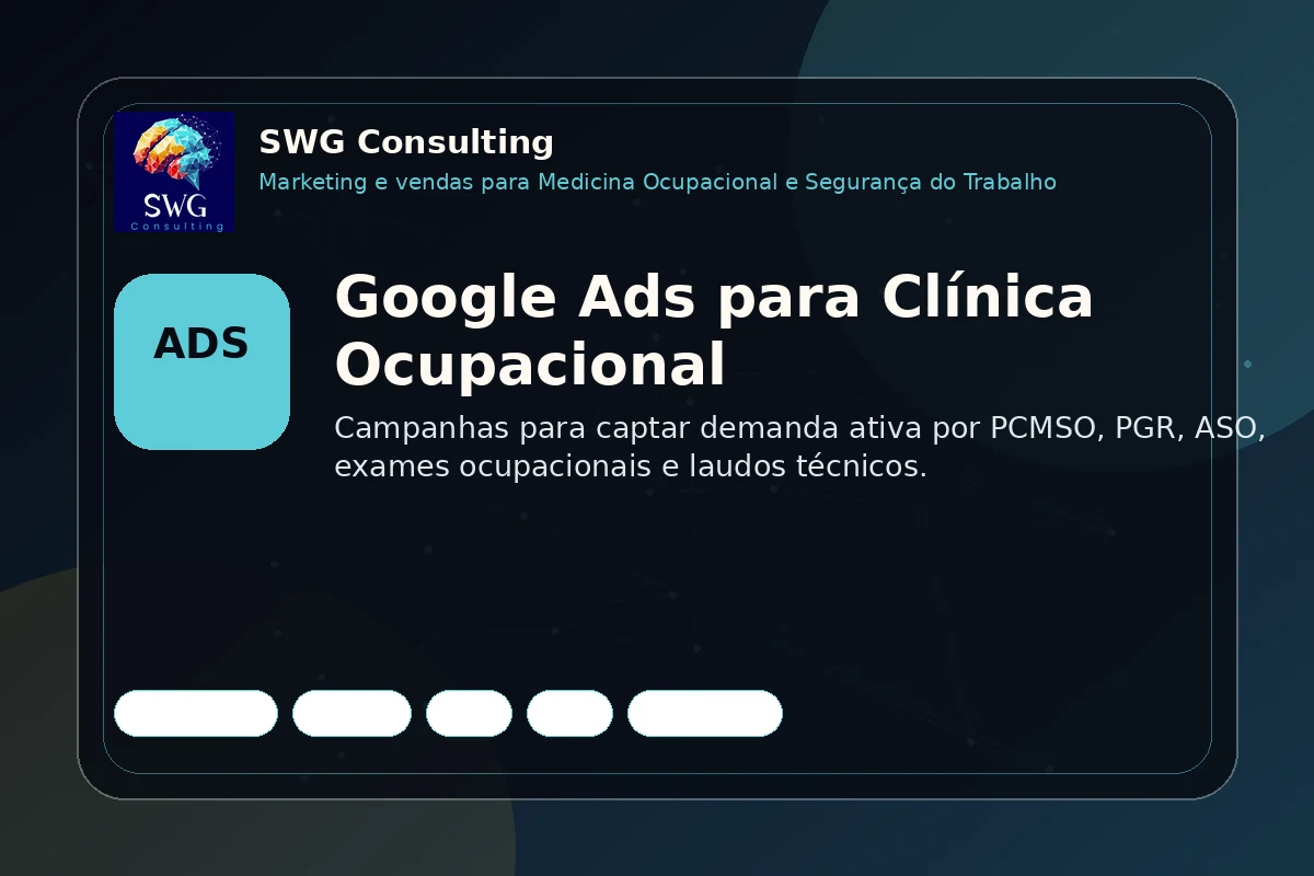 Google Ads para clínica de medicina ocupacional captar empresas interessadas em PCMSO, PGR, ASO e exames ocupacionais