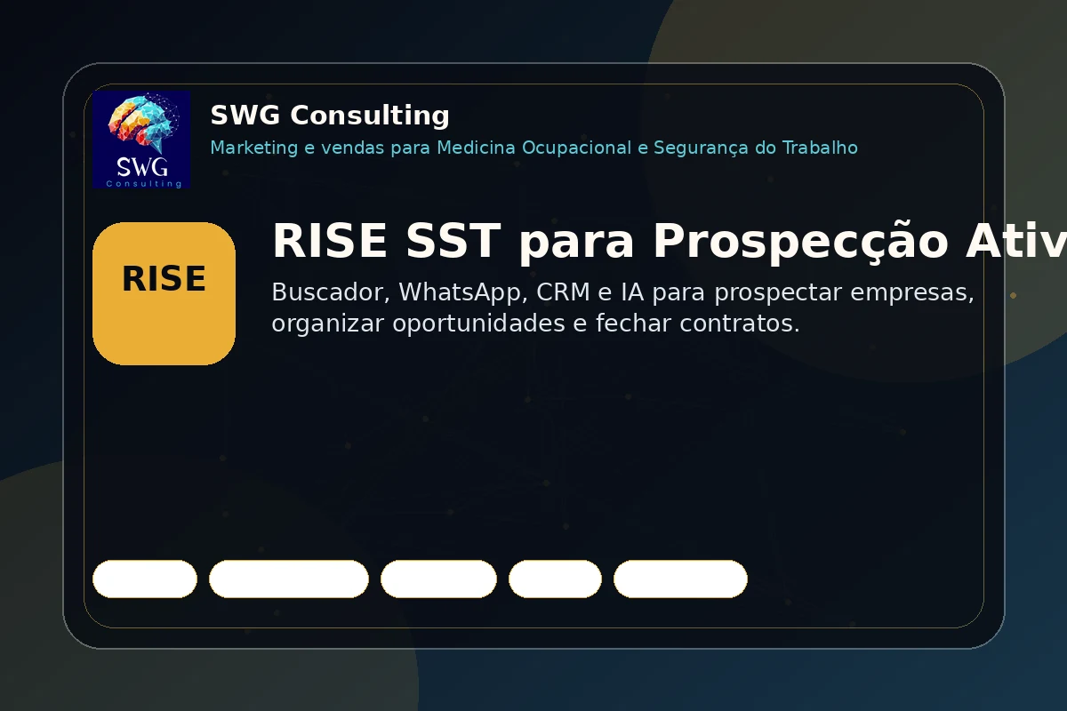 RISE SST para prospecção ativa em segurança do trabalho com buscador de empresas, WhatsApp, CRM e IA